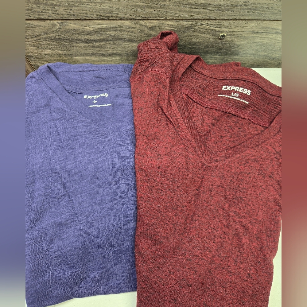 Express‎ T Shirt Men's Large Stretch  Everyday Basic Casual Tee BUNDLE LOT 2